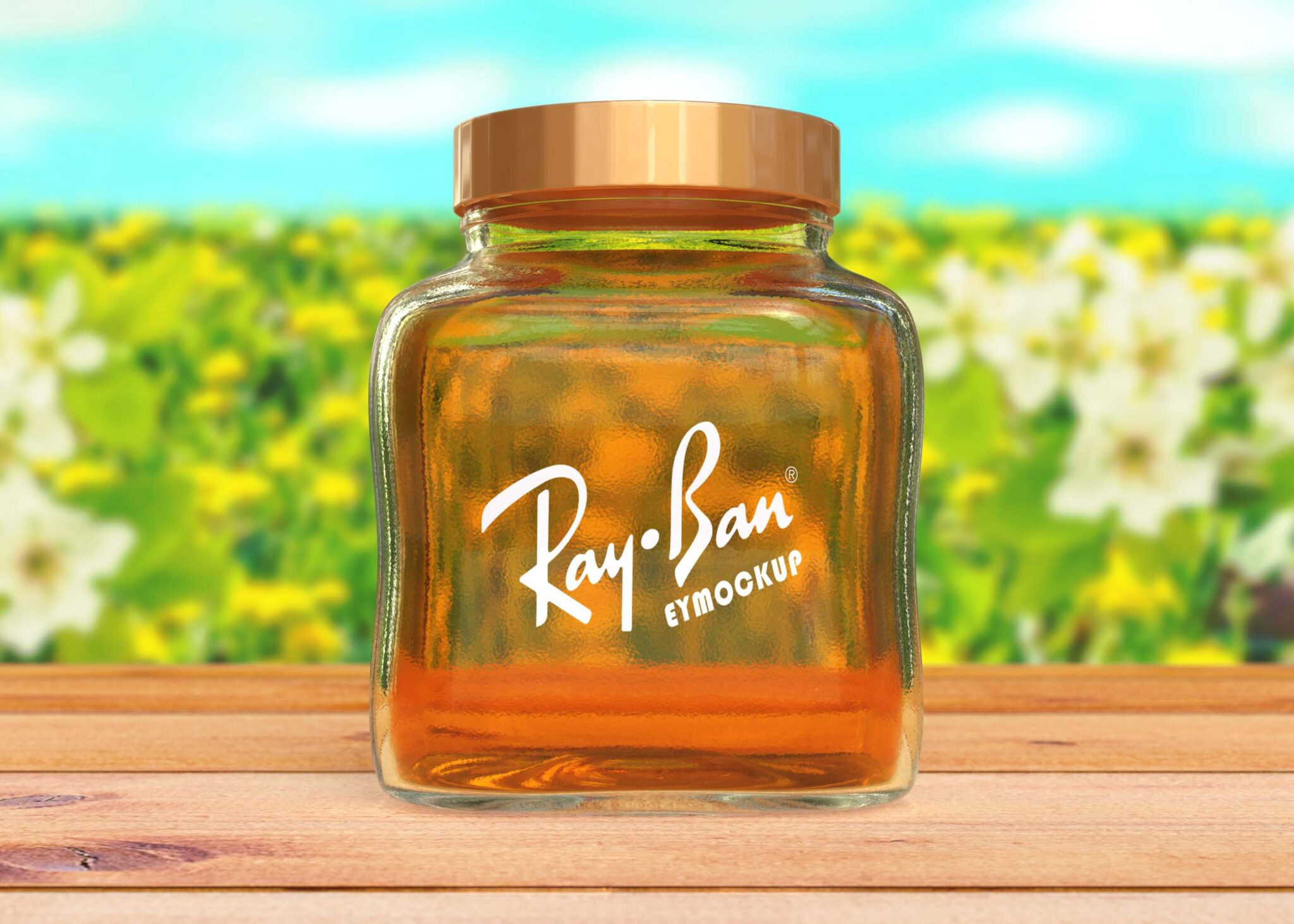 Free Jar Honey Glass Logo Mockup