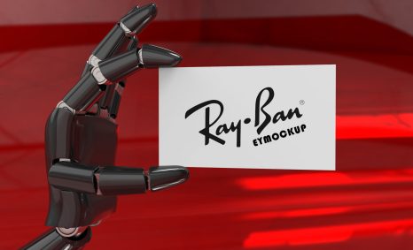 Free Black Robot Hand Card Logo Mockup