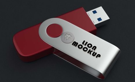 Free Brand USB Flash Drive Mockup