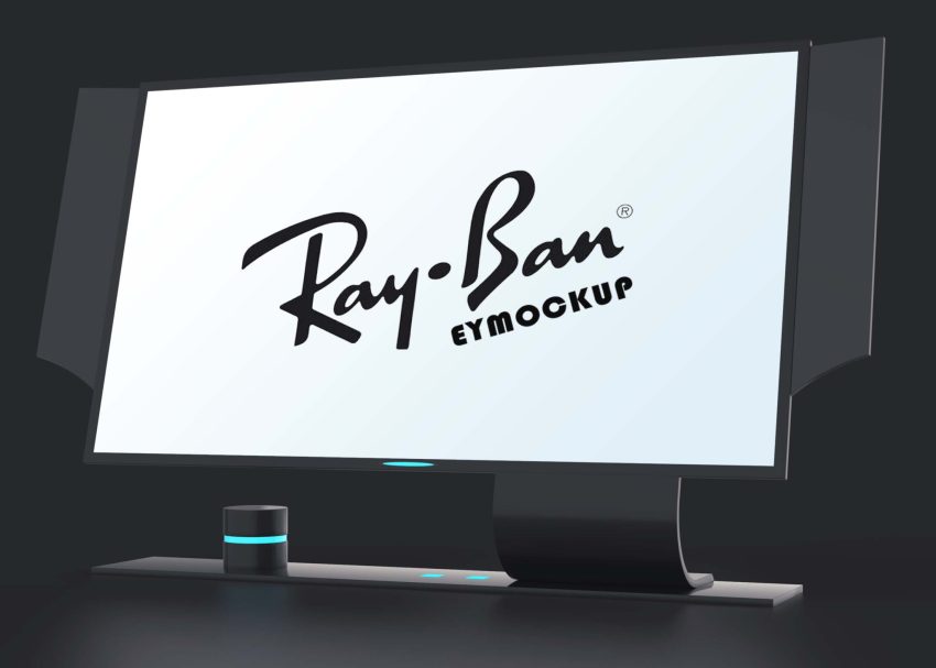 Free PSD Mockups 1 Free Monitor Tv Logo Mockup