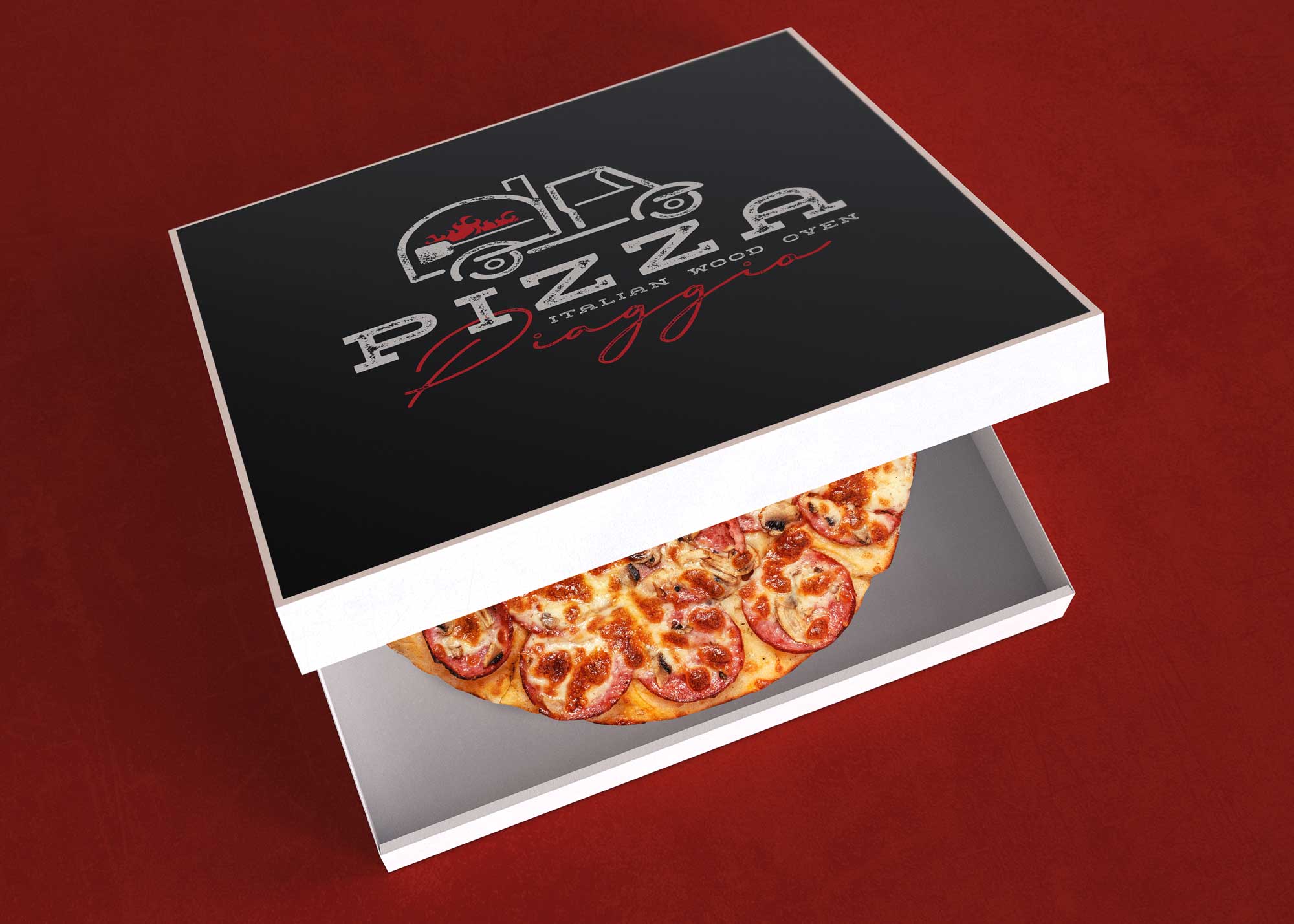 Free Pizza Box Logo Mockup