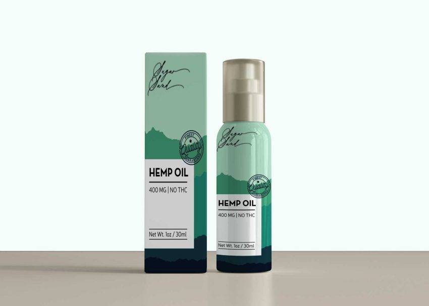 Free Hemp Oil Pump Bottle Packaging Mockup