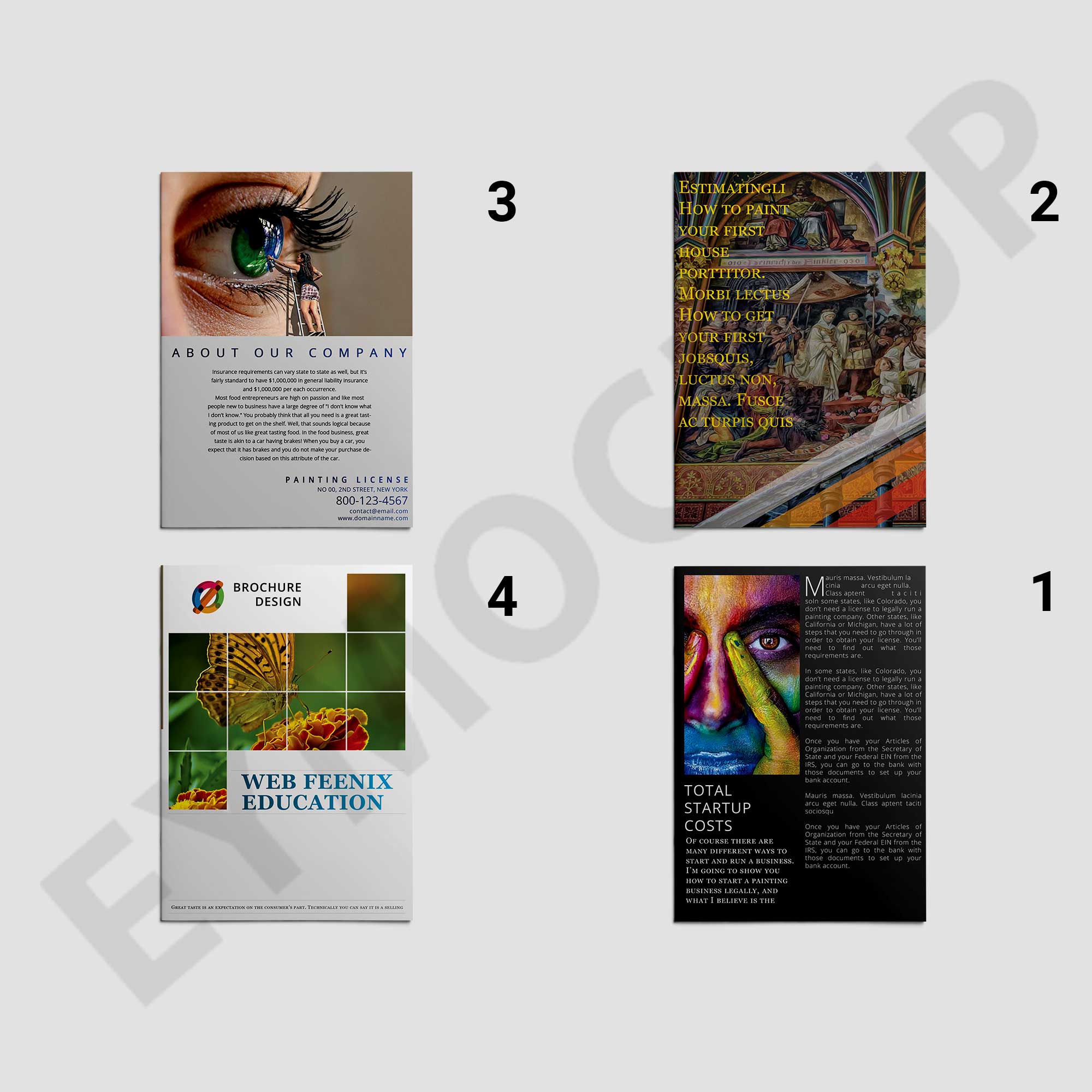 Art Bi-Fold Brochure Template Download 11 A4 4 Mockup 3