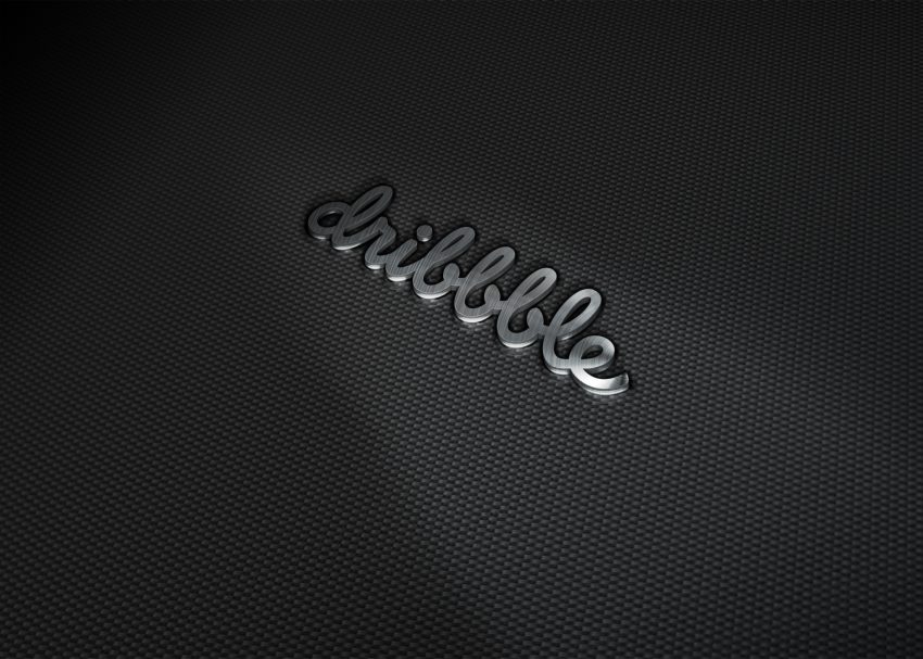 Dribbble Steel 3D Logo Mockup