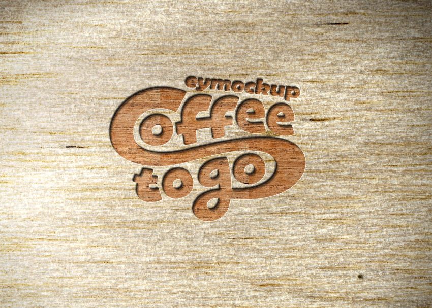 Free Engrave Wood PSD Logo Mockup