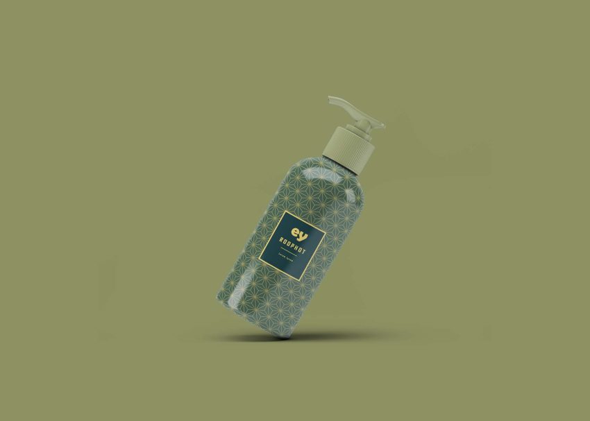 Free Face Wash Pump Bottle Mockup