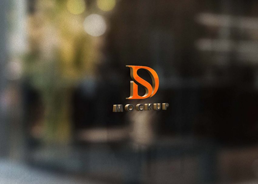 Glass PSD Window Logo Mockup