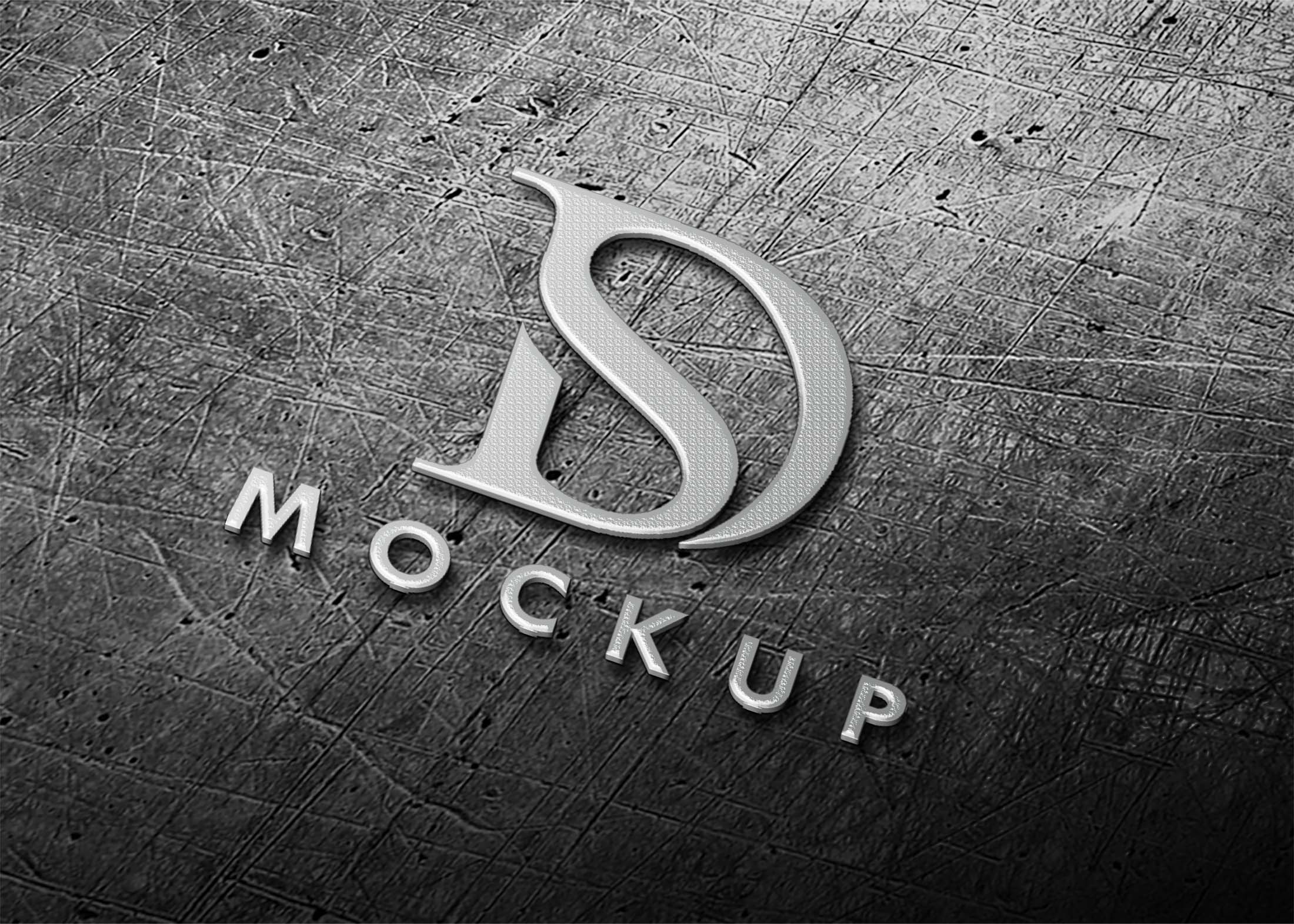 Free Hard Metal 3D Logo Mockup