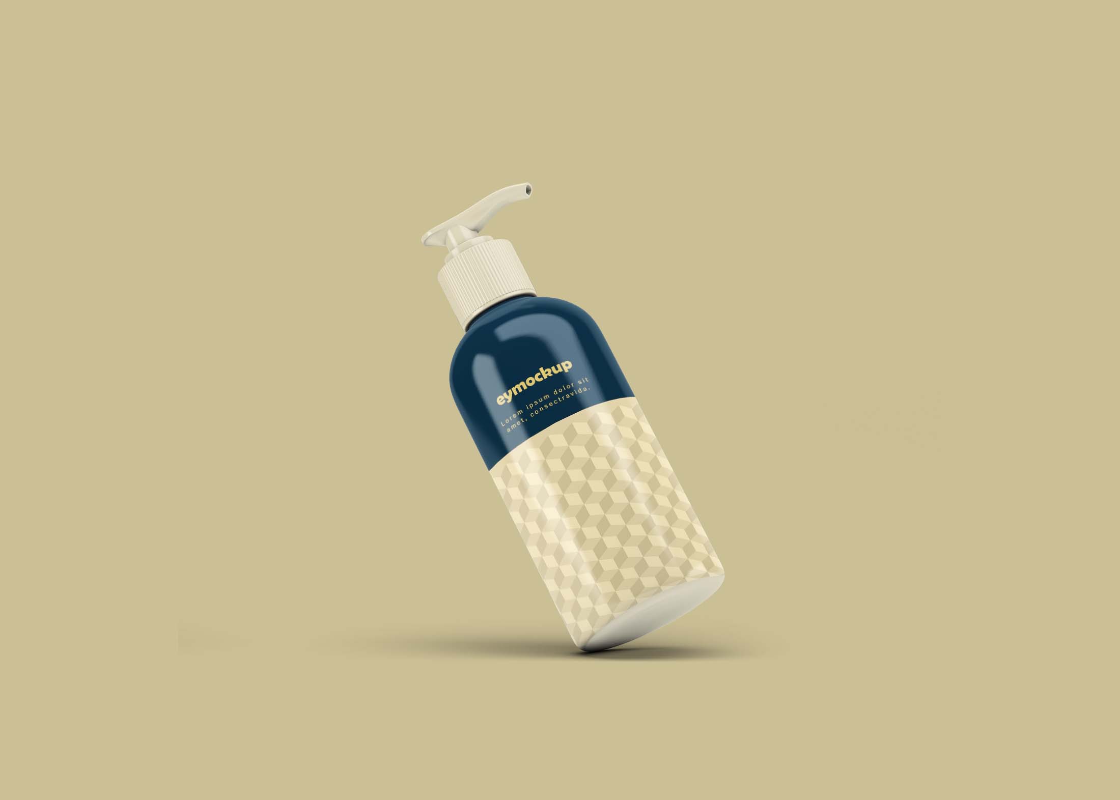 Free Lotion Pump Bottle Mockup
