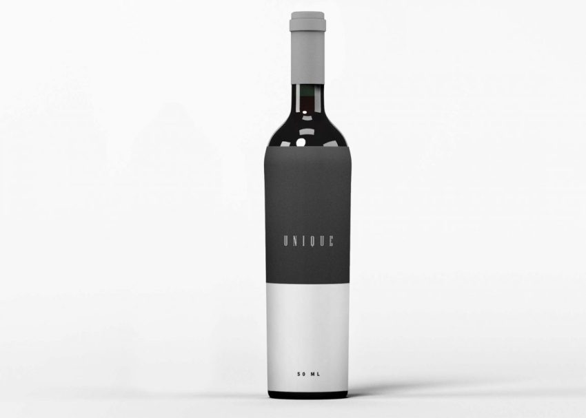 Free Black Wine Bottle Mockup