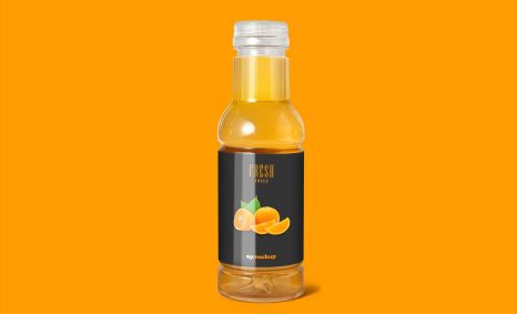 Free Orange Juice Bottle Mockup