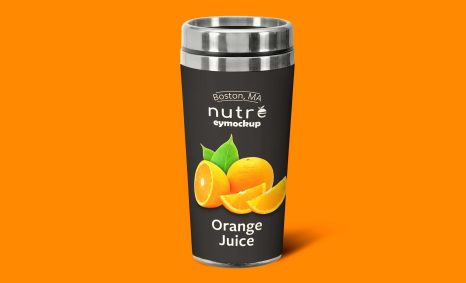 Free Orange Juice Sipper PSD Mockup