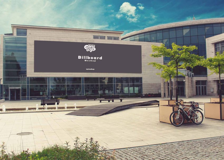 Free School Building Billboard Mockup