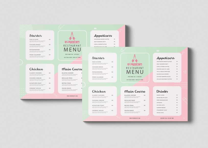 Free PSD Mockups 1 New A4 Landscape PSD Menu Template 2 scaled