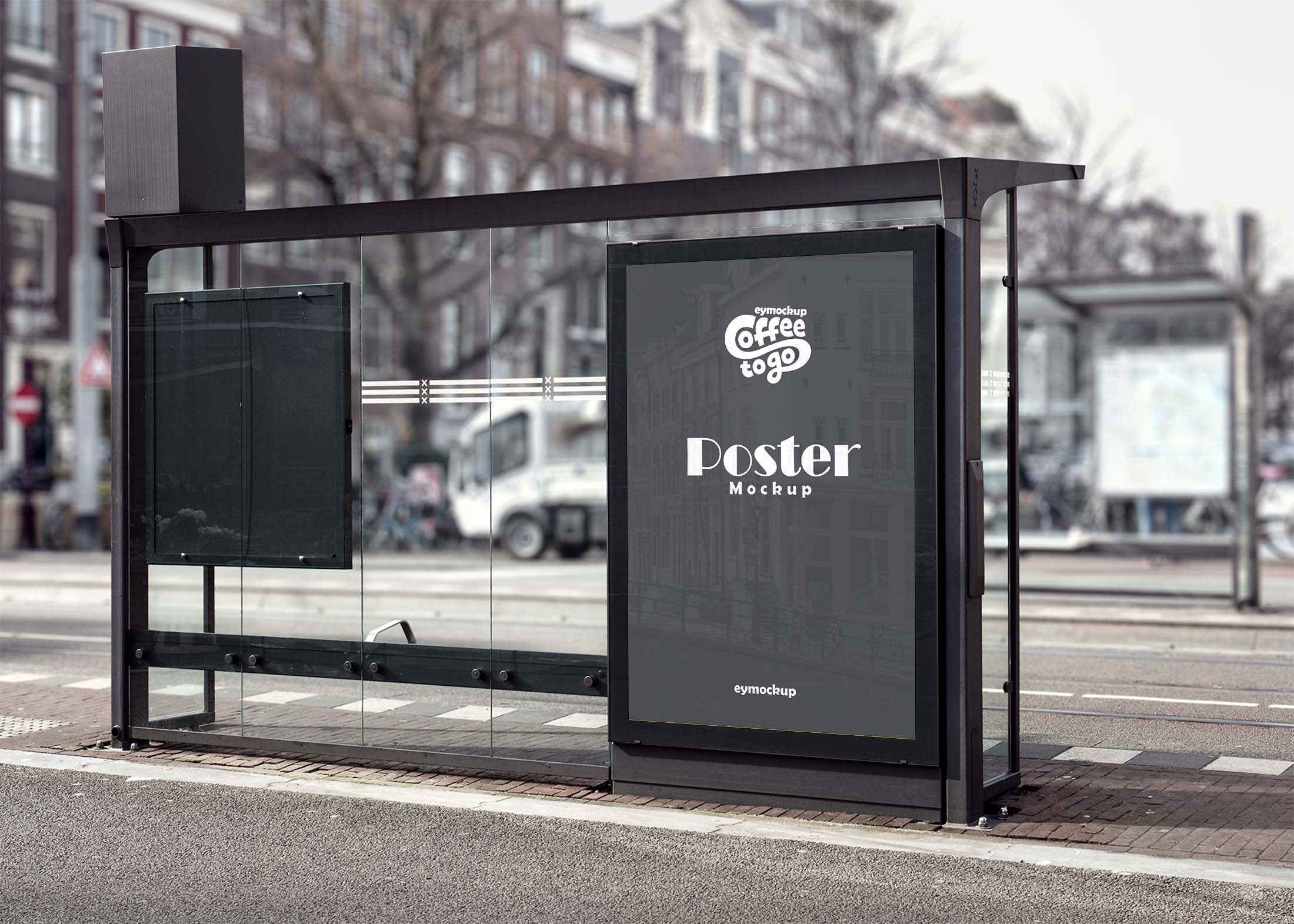 Free Bus Stop Poster Mockup