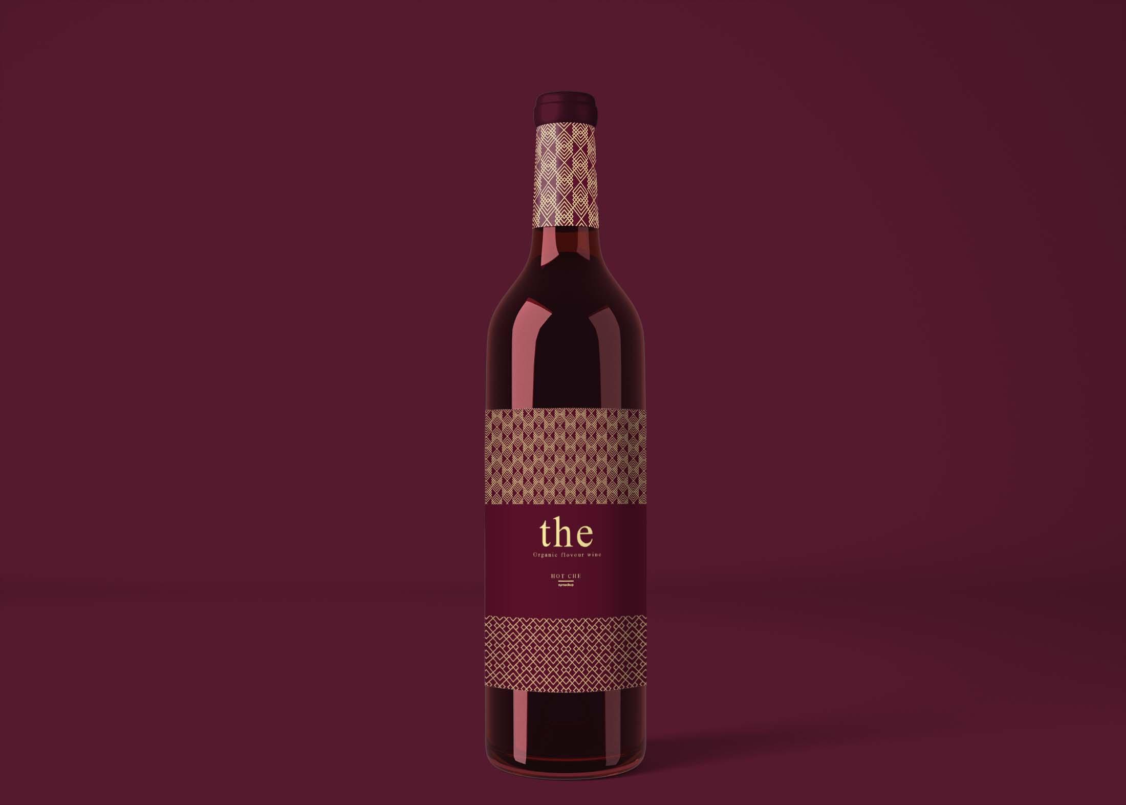 Free Glass Wine Bottle Mockup