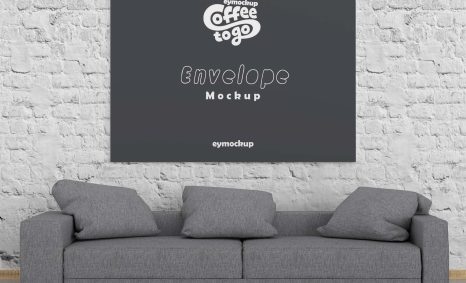 Free Horizontal Poster Mockup with Sofa