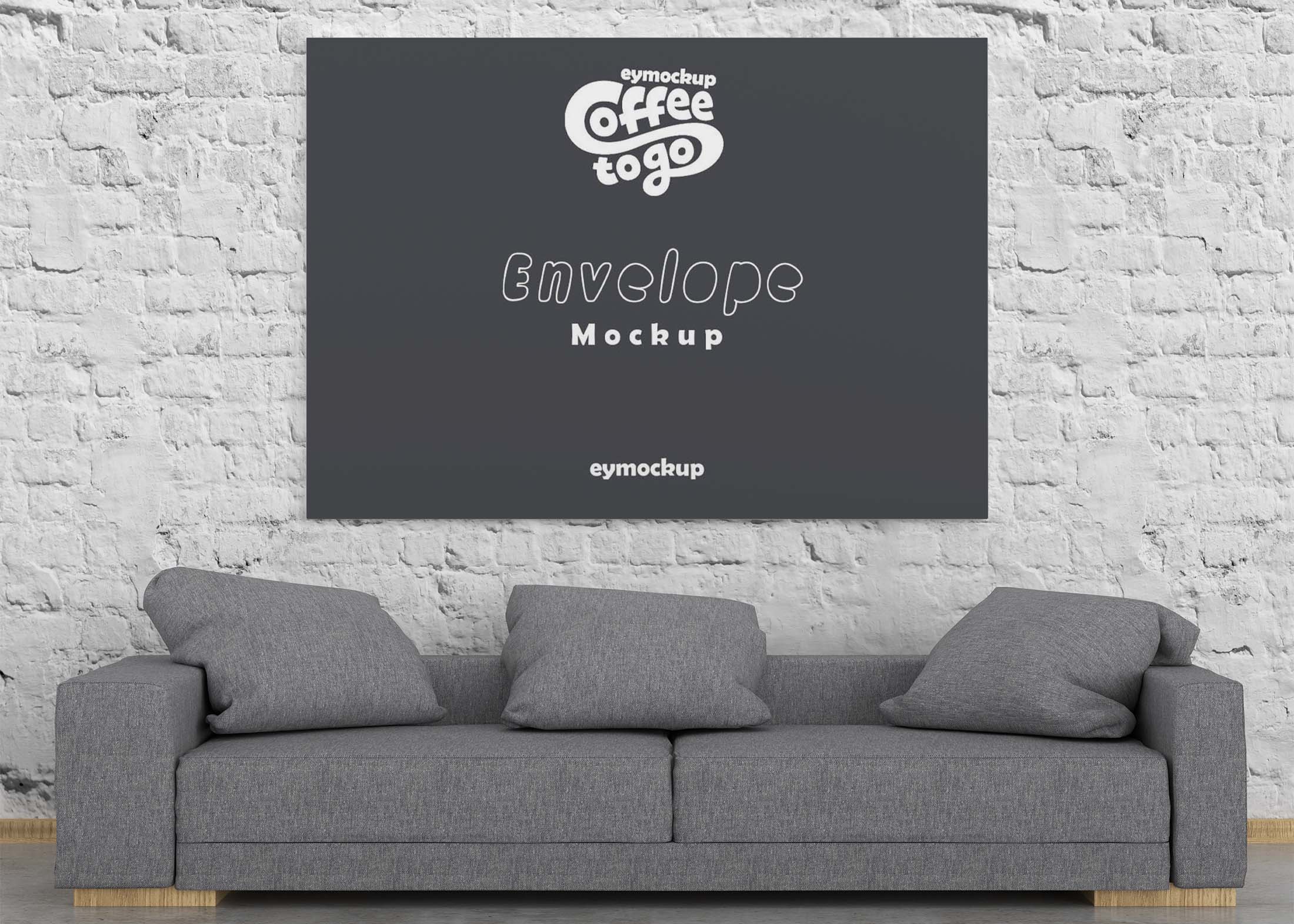 Free Horizontal Poster Mockup with Sofa