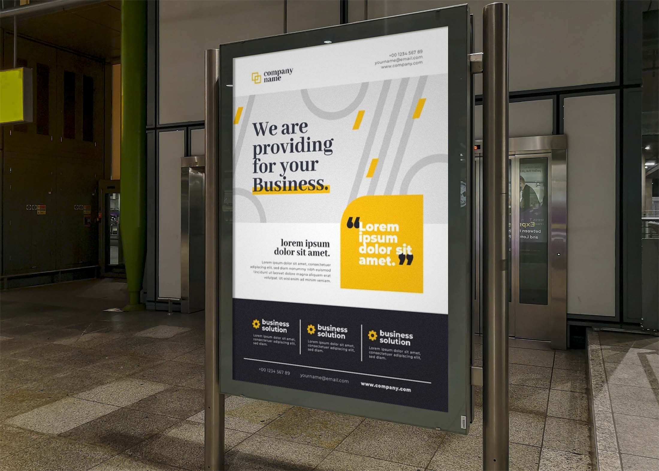 Free Lift Area Metro Signage Mockup