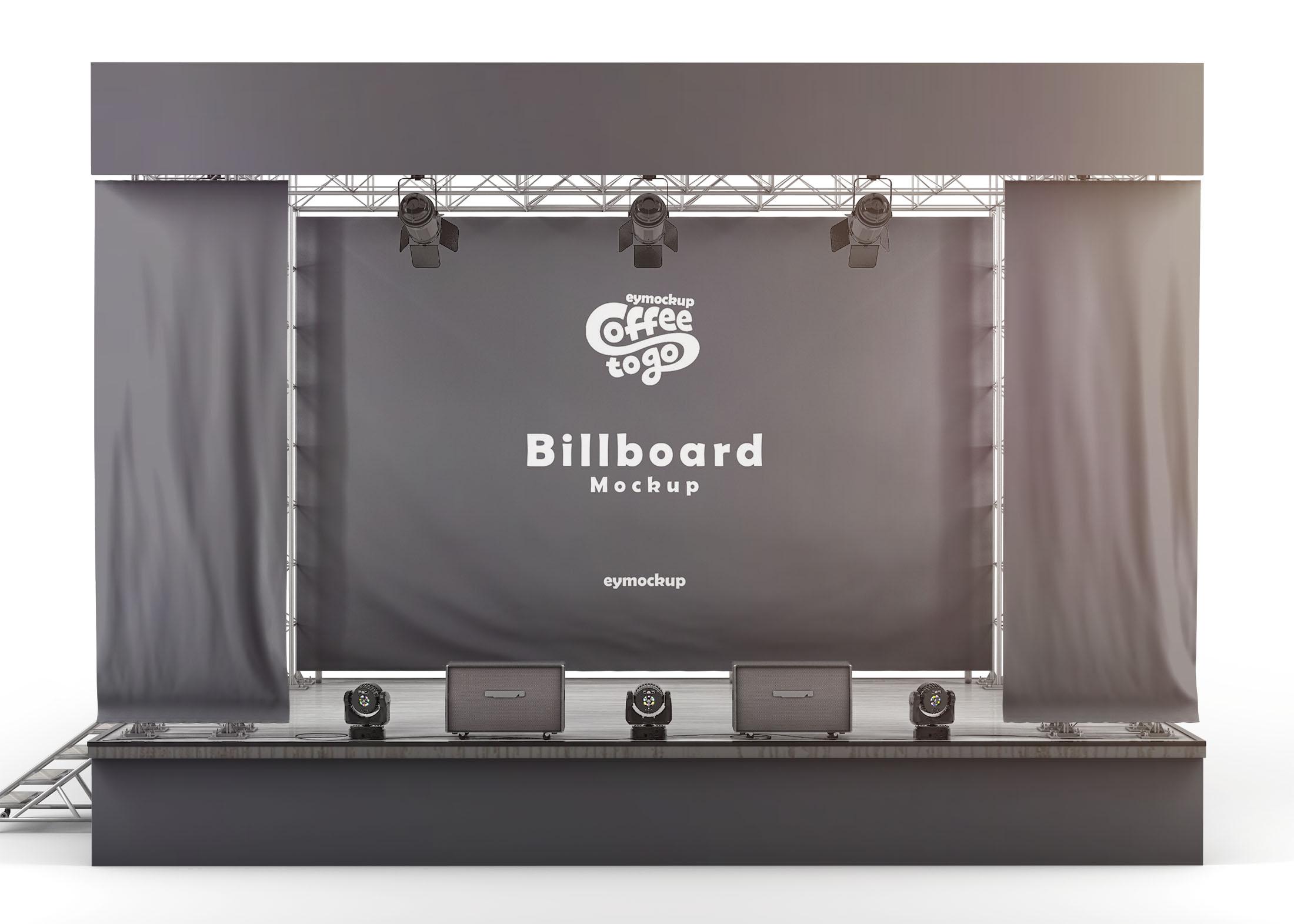 Free Movie Stage Preformance Banner Mockup