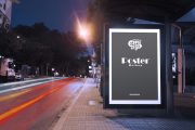Free Night Light Poster Signage Mockup