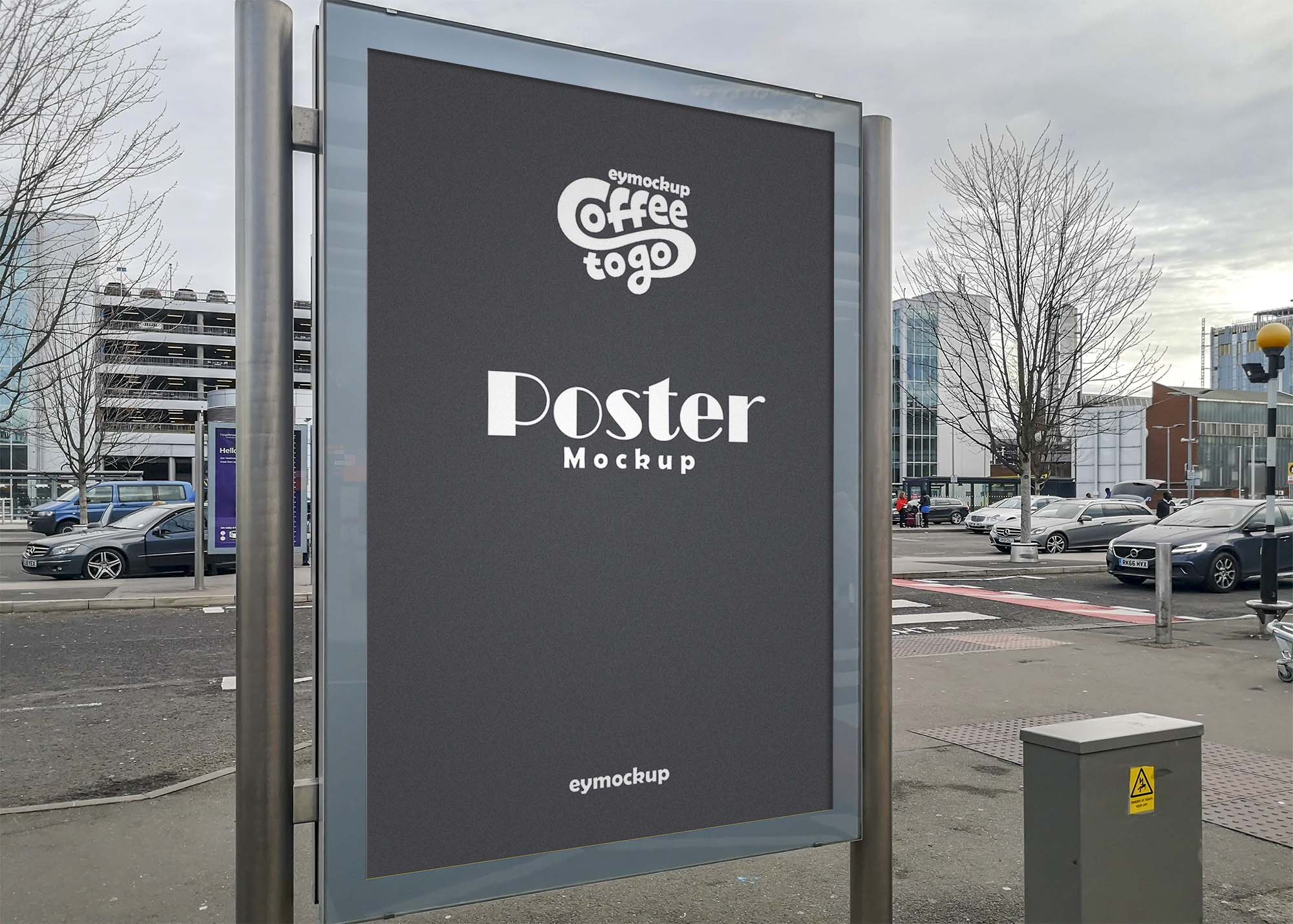 Free Parking Poster Signage Mockup
