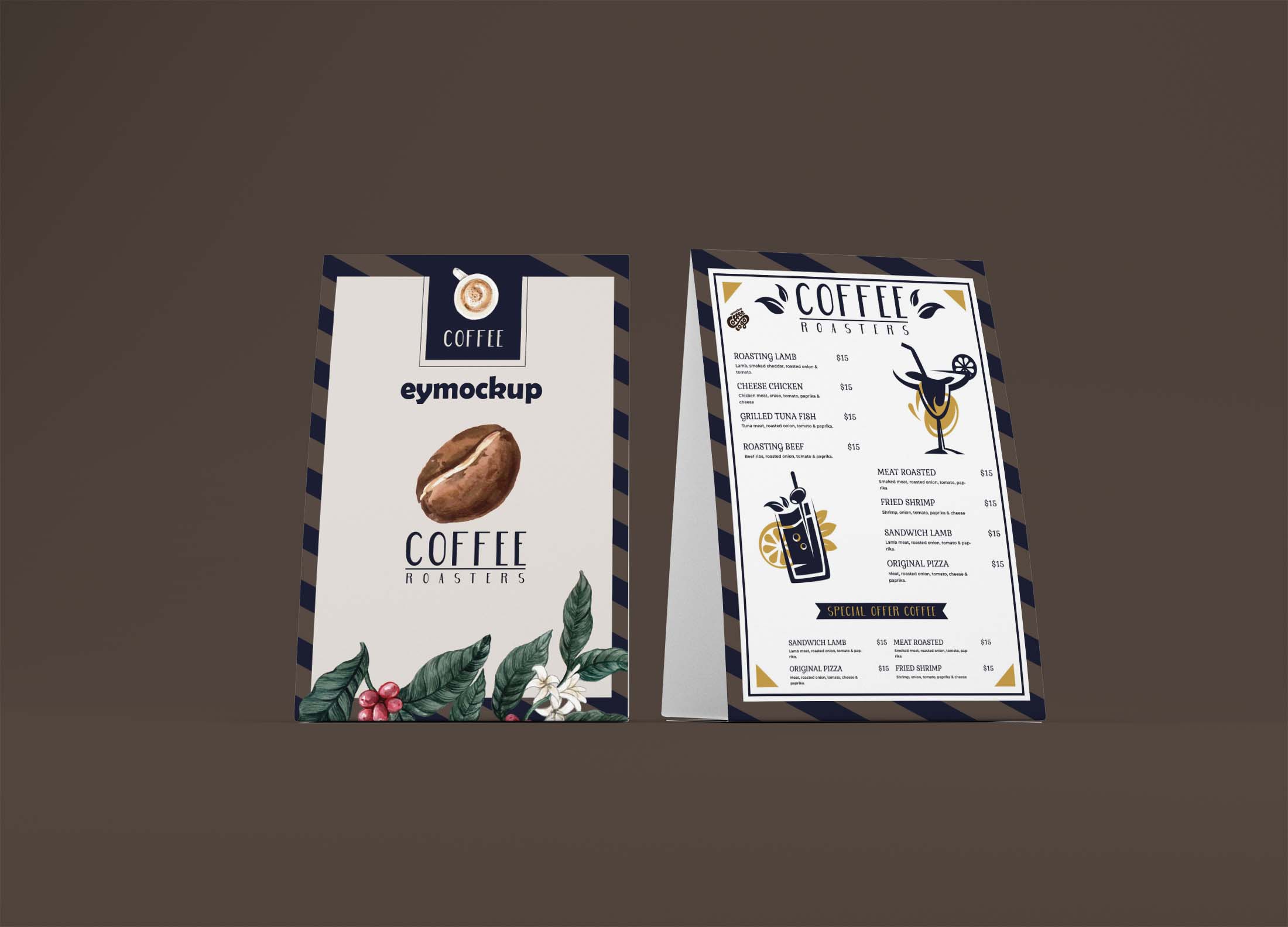 Free Restaurant Table Tents Mockup