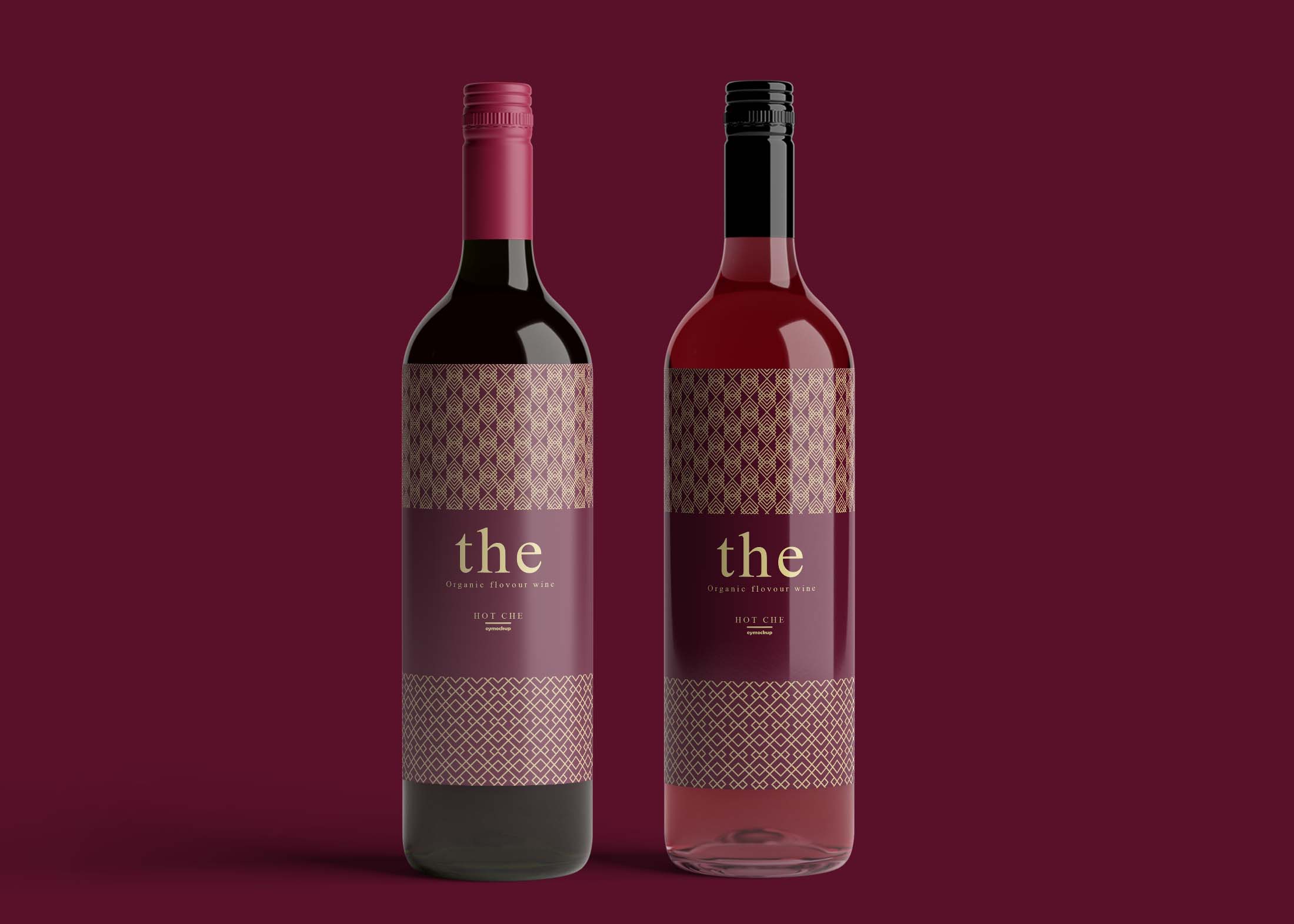 Free Rose Wine Bottle Mockup