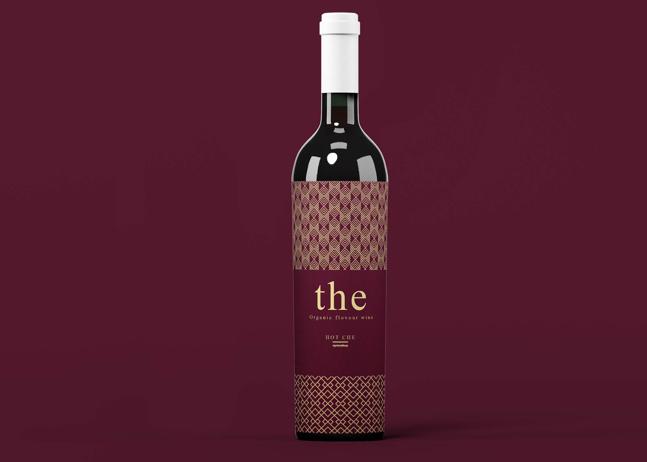 Free Single Wine Bottle Mockup