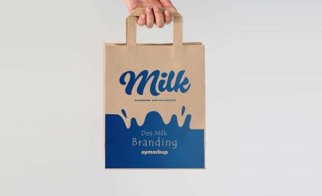 Free Small Shopping Bag Mockup With Hand