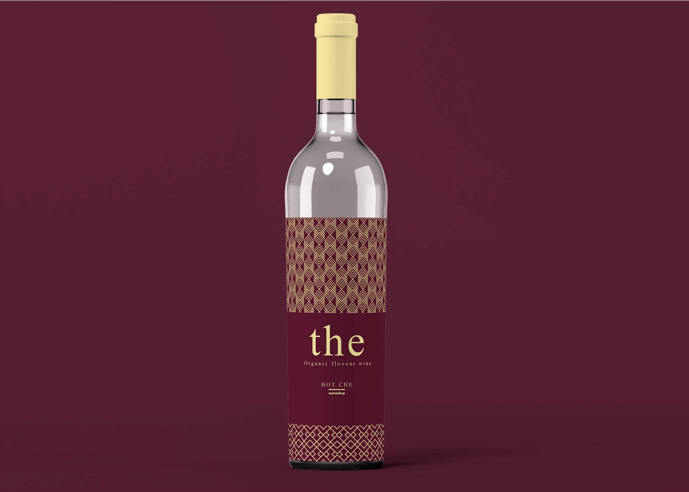 Free Transparent Wine Bottle Mockup
