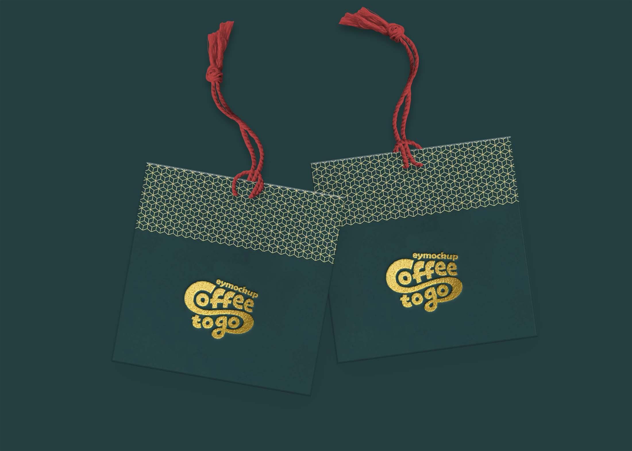 Free Twin Square Tag Mockup