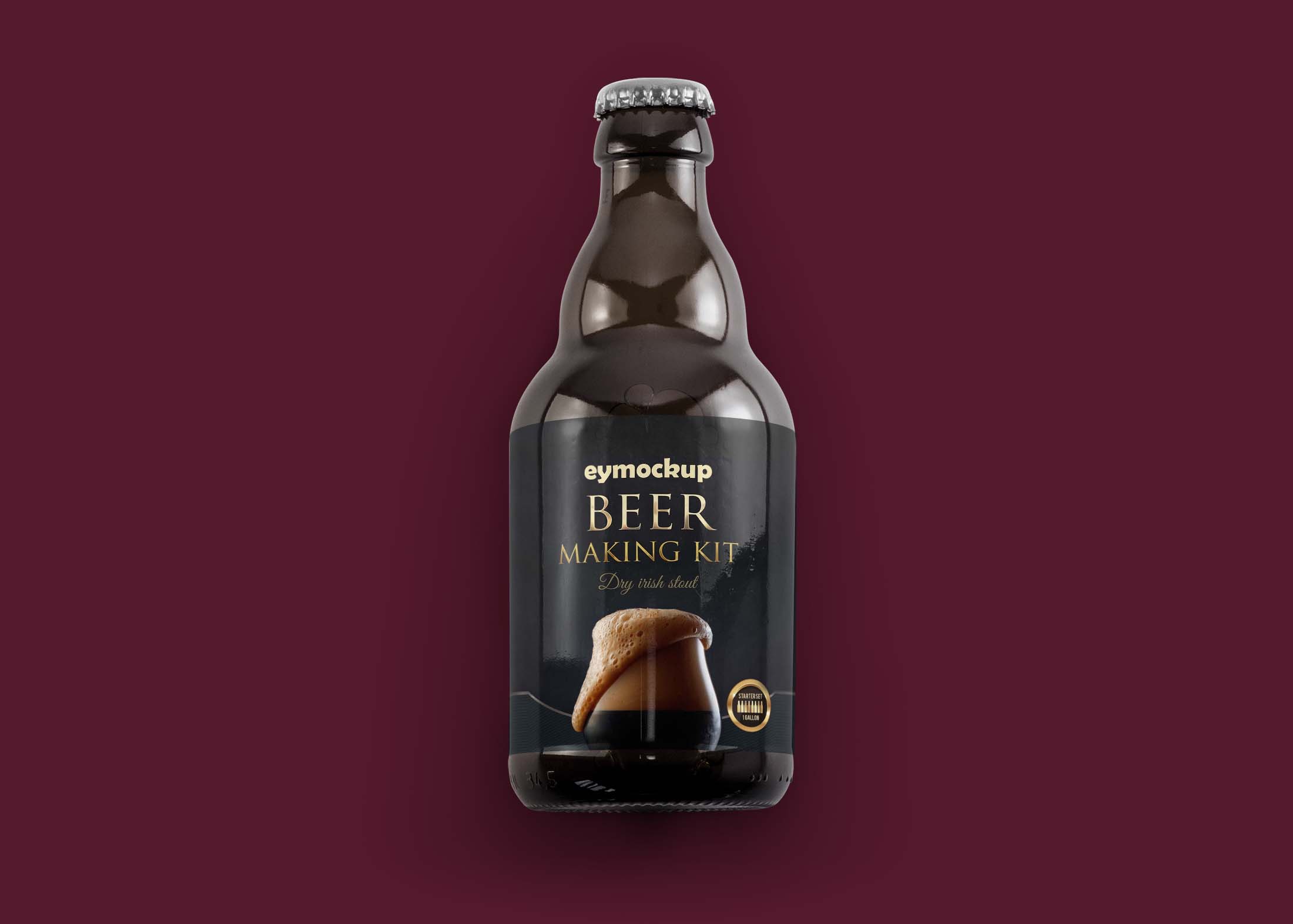 Free Unique Beer Bottle Mockup