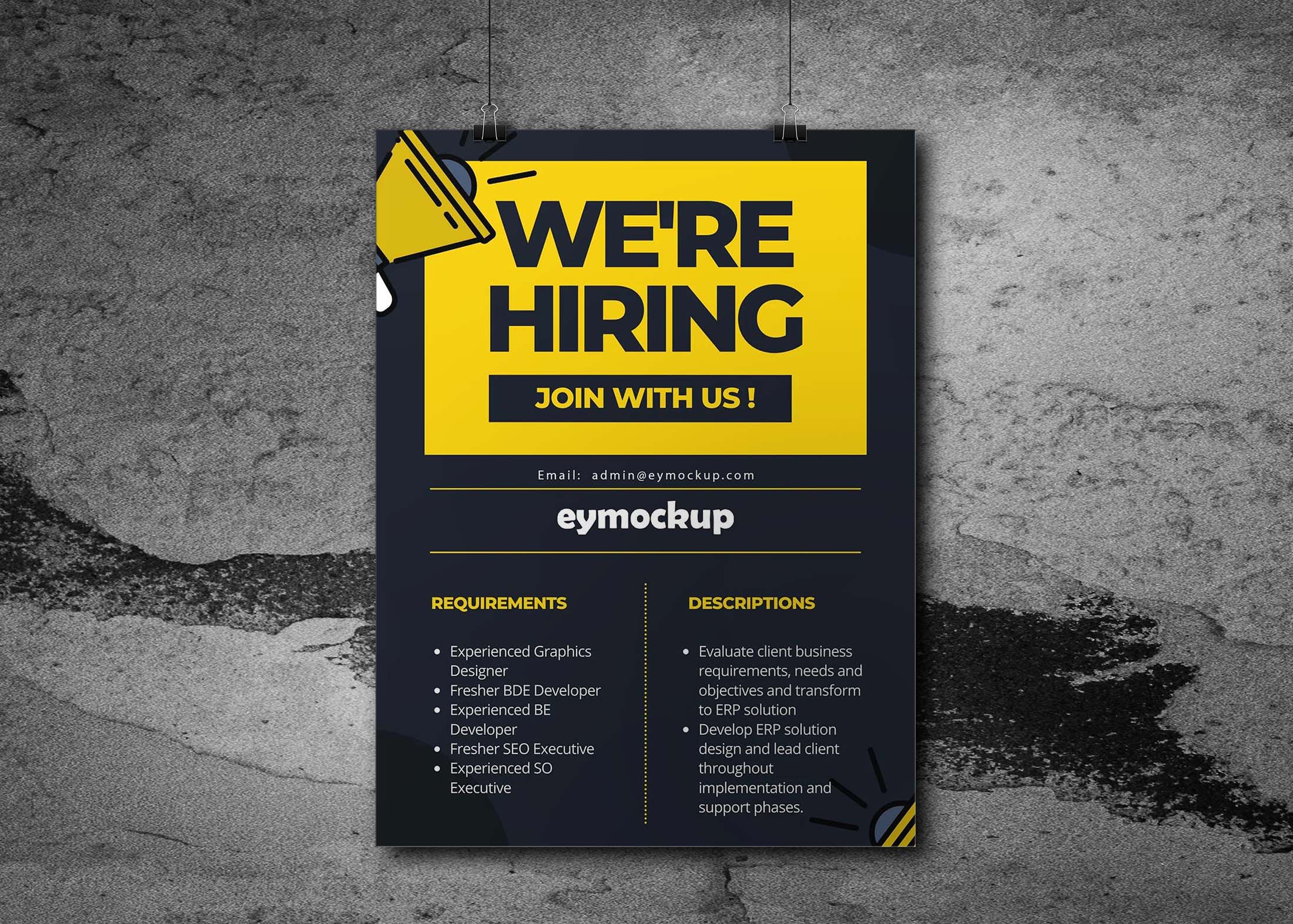 Free Wall Clip Poster Mockup