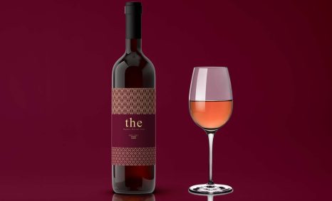 Free Wine Bottle Mockup with Glass