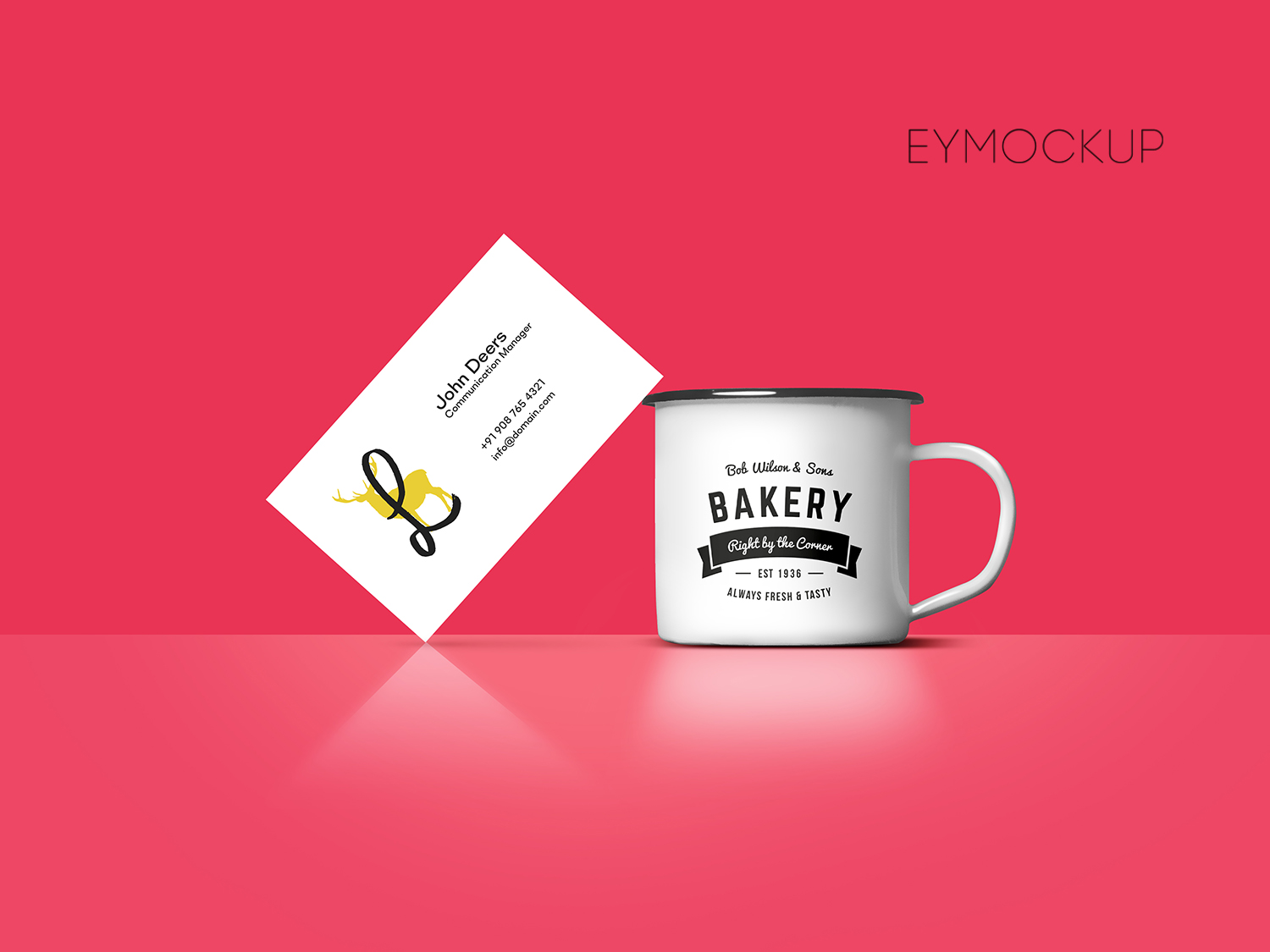 Free White Cup & Card Mockup