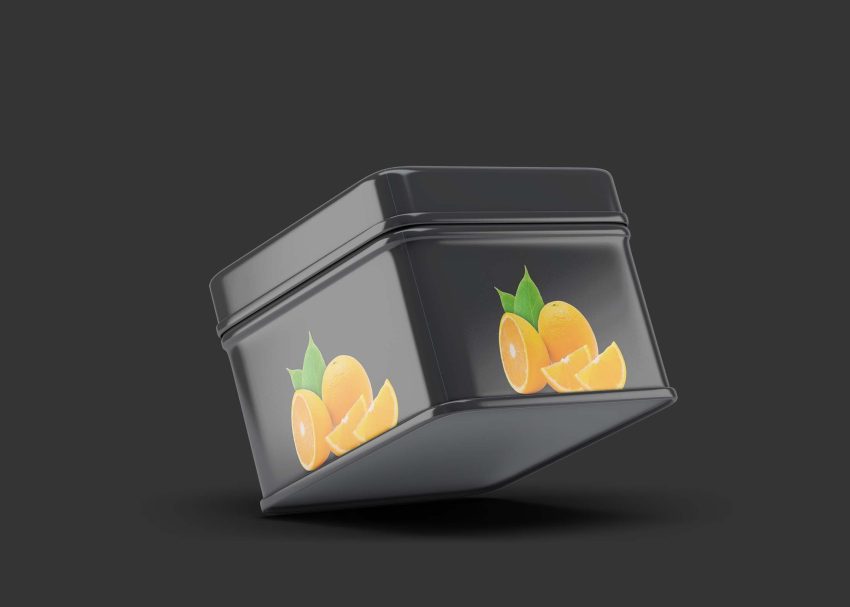 Free Square Realistic Tin Mockup