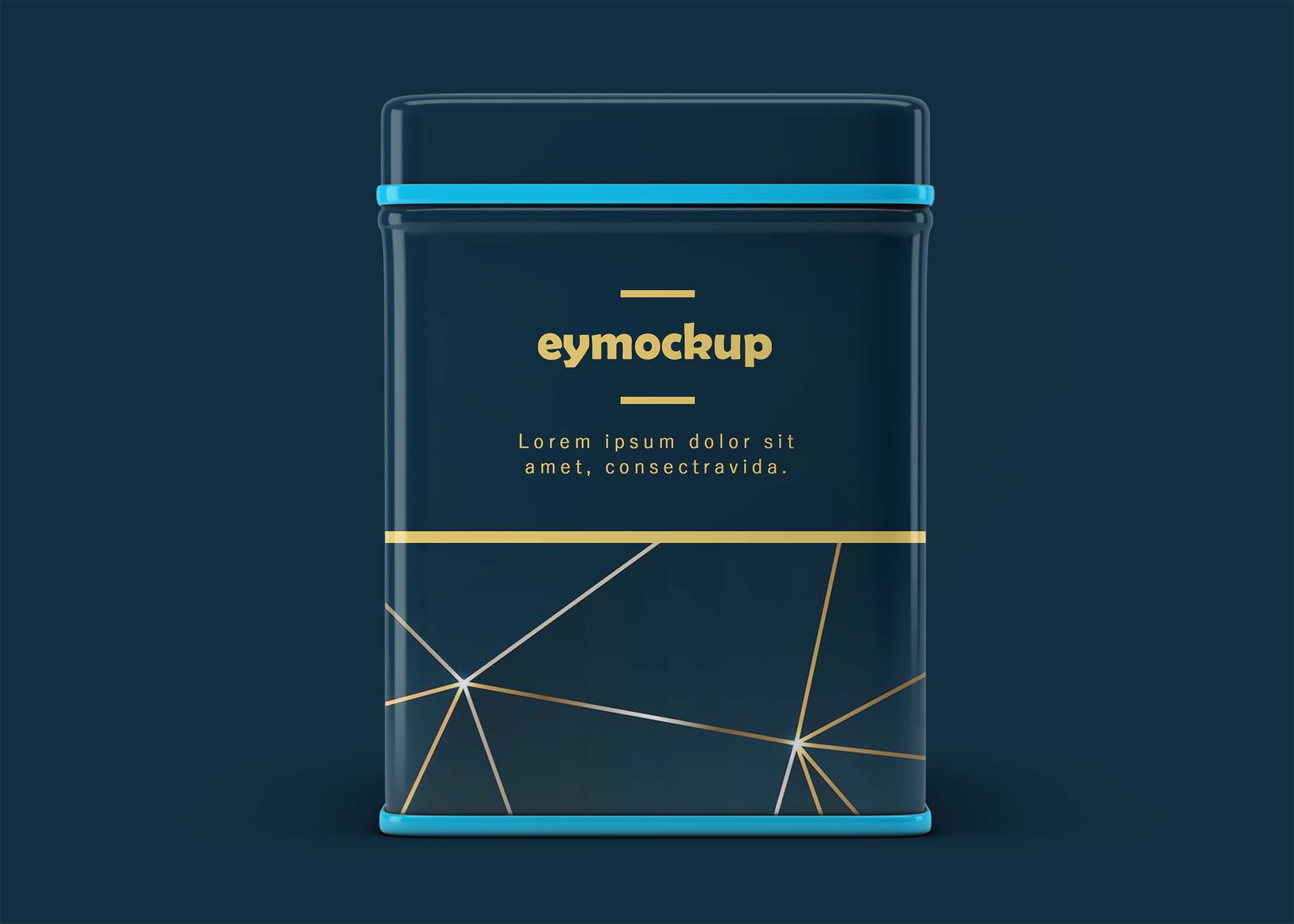 Free Square Tin Packaging Mockup