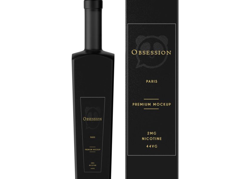 Free Slim Black Bottle Mockup