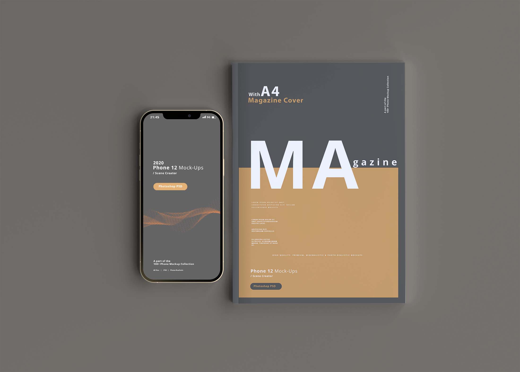 Free iPhone 12 With Book Cover Mockup